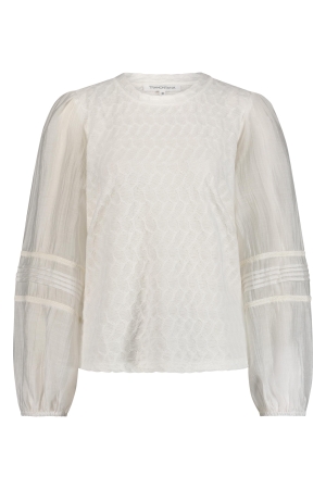 Tramontana Tramontana fancy fabric mix top  c47-15-401 T-shirt Korte mouw 001100-offwhite