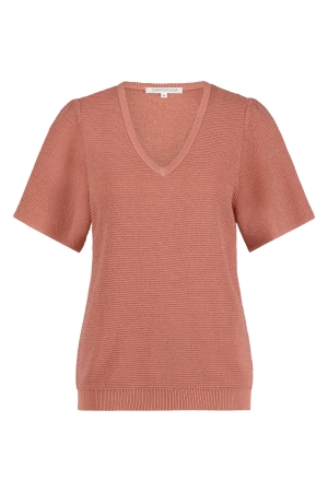 Tramontana Tramontana v-neck lurex jumper  y07-15-601 Trui 003625-papaya