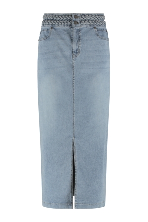 Tramontana Tramontana braided-detailed denim skirt  f01-15-201 000043-lightbluedenim