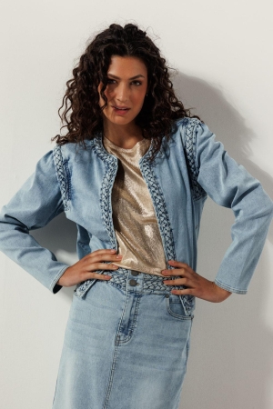 Tramontana Tramontana braided-detailed jacket  f01-15-801 Jackets 000043-lightbluedenim