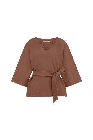 Studio Anneloes Studio Anneloes irena honeycomp top 11861 T-shirt Lange mouw 8800 chocolate