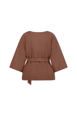 Studio Anneloes Studio Anneloes irena honeycomp top 11861 T-shirt Lange mouw 8800 chocolate