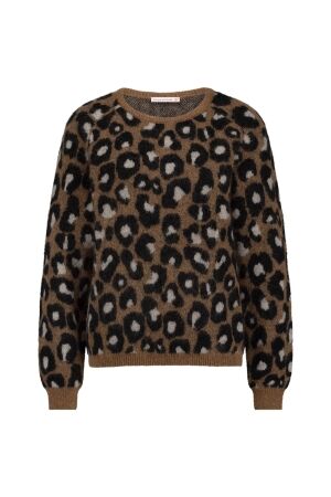Studio Anneloes Studio Anneloes nino mohair leopard pullover 11908 Trui 8890 chocolate/black