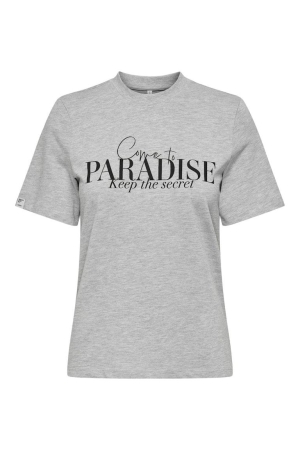 Only Only onlbella life s/s simple top box jrs T-shirt Korte mouw light grey melange paradise + labels brooklyn
