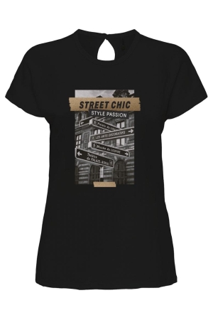 Only Only onlflora res s/s art foil top box jrs T-shirt Korte mouw black street chic Black Street chic