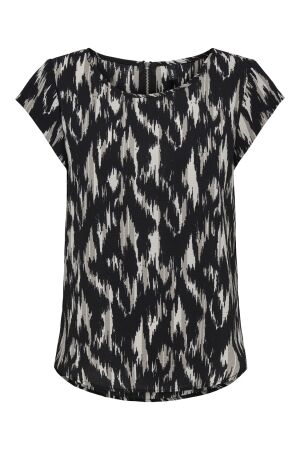 Only Only onlvic s/s aop top noos ptm T-shirt Korte mouw black 581 black scarlett