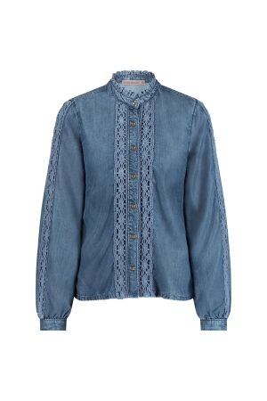 Studio Anneloes Studio Anneloes lourdes denim blouse 12022 Blouse 6400 dark jeans blue 6400 dark jeans blue