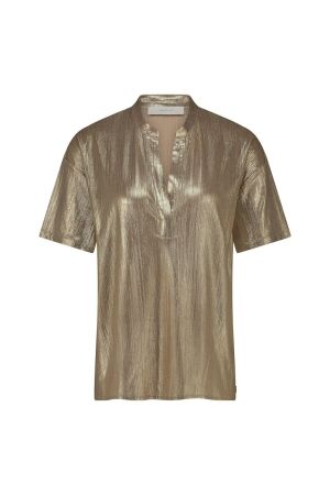 Nukus Nukus delphinia top shiny T-shirt Korte mouw 4 gold