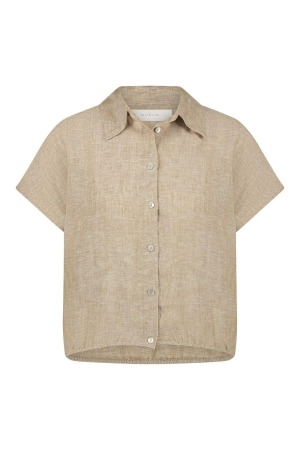 Nukus Nukus julietta top melange T-shirt Korte mouw 42 dark sand