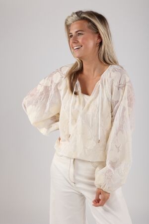 Nukus Nukus yoni top embroidery T-shirt Lange mouw 56 off white