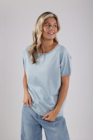 Nukus Nukus anita top lurex T-shirt Korte mouw 46 sky