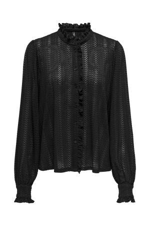 Only Only onlisabelle l/s placket ruffle top csjrs Blouse black