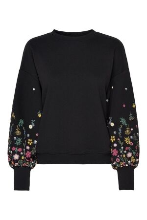 Only Only onlbrooke l/s o-neck flower swt noos Sweater black