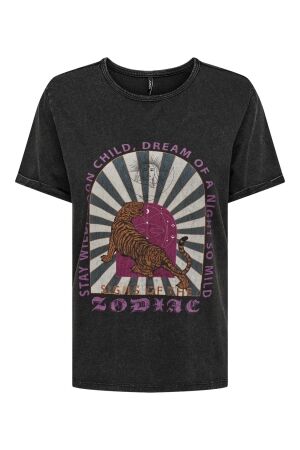 Only Only onlelvira life s/s french top cs jrs T-shirt Korte mouw black zodiac