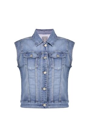 Geisha Geisha jeans jacket sleeveless 55021-10 Jackets 827 mid blue denim