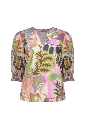 Geisha Geisha top 53250-20 T-shirt Korte mouw 530 green/purplee