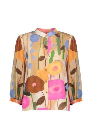 Geisha Geisha blouse aop big flower 53162-70 Blouse 720 sand/orange/blue/green
