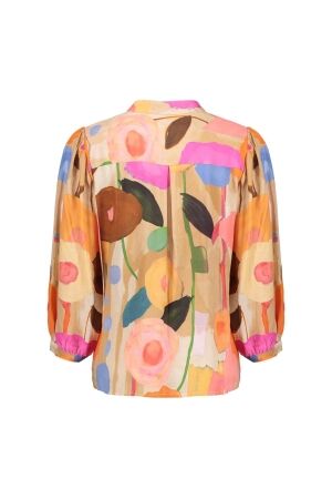 Geisha Geisha blouse aop big flower 53162-70 Blouse 720 sand/orange/blue/green