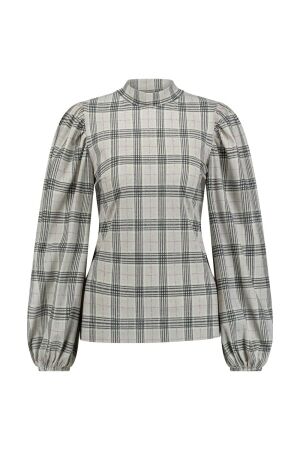 Studio Anneloes Studio Anneloes ines check top 12122 T-shirt Lange mouw 9598 grey melange/antraciet