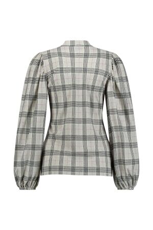 Studio Anneloes Studio Anneloes ines check top 12122 T-shirt Lange mouw 9598 grey melange/antraciet