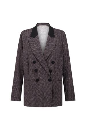 Studio Anneloes Studio Anneloes loulou herringbone blazer 12136 Blazers 9087 black/espresso