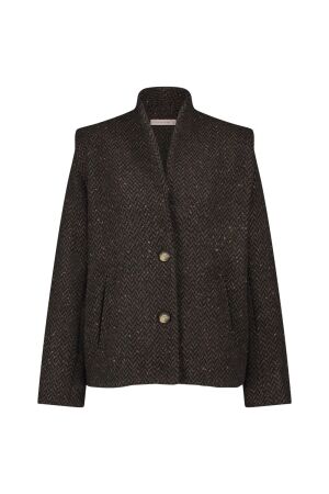 Studio Anneloes Studio Anneloes estella wool herringbone coat 12145 Vest 8790 espresso/black