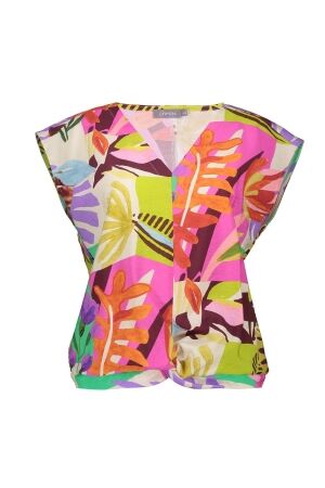 Geisha Geisha top 53212-20 T-shirt Korte mouw 150 yellow/pink