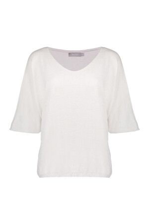 Geisha Geisha pullover v-neck 3/4 sl 54050-70 Trui korte mouw 721 light sand/silver