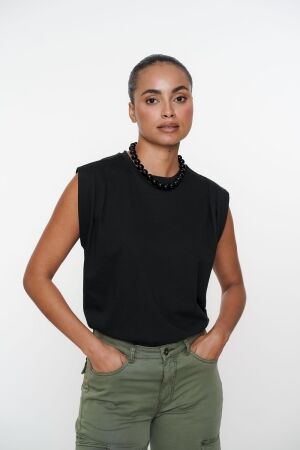 Geisha Geisha t-shirt pleads at shoulder 52100-47 T-shirt Korte mouw 999 black