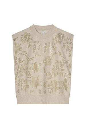 SUMMUM SUMMUM sleeveless embellished sweatshirt 3s5108-30656 Trui korte mouw 702 pebble beige