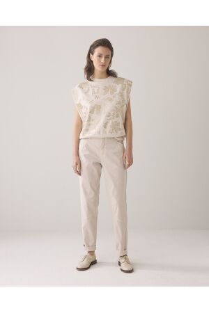 SUMMUM SUMMUM sleeveless embellished sweatshirt 3s5108-30656 Trui korte mouw 702 pebble beige