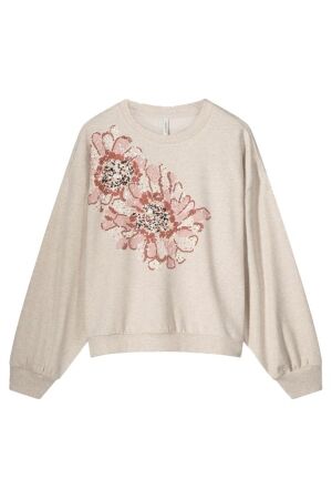 SUMMUM SUMMUM long sleeve embellished sweatshirt 3s5109-30656 Sweater 702 pebble beige