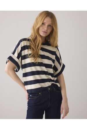 SUMMUM SUMMUM boxy top big stripe heavy jersey 3s5112-30681 T-shirt Korte mouw 480 navy noir