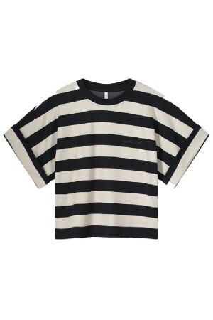 SUMMUM SUMMUM boxy top big stripe heavy jersey 3s5112-30681 T-shirt Korte mouw 480 navy noir