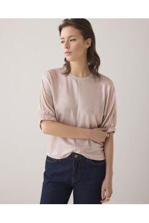 SUMMUM SUMMUM badwing boxy top metallic sweat fluid T-shirt Korte mouw 504 rose smoke