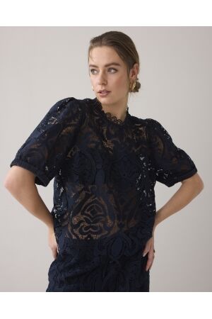 SUMMUM SUMMUM short sleeve top lace T-shirt Lange mouw 480 navy noir