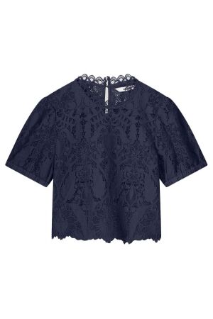 SUMMUM SUMMUM short sleeve top lace T-shirt Lange mouw 480 navy noir
