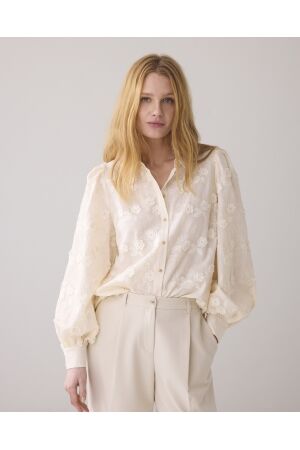 SUMMUM SUMMUM longsleeve blouse 3d flower cotton Blouse 122 ivory