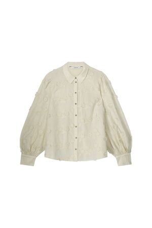 SUMMUM SUMMUM longsleeve blouse 3d flower cotton Blouse 122 ivory
