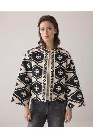 SUMMUM SUMMUM short round neck jacket geo aztek Jackets 990 black