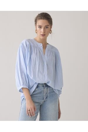 SUMMUM SUMMUM oversized blouse micro stripe Blouse 402 powder blue