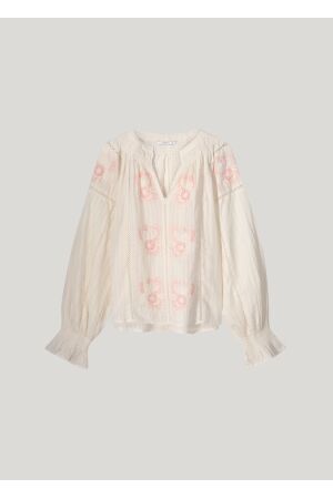 SUMMUM SUMMUM longsleeve top rose embroidery Sweater 122 ivory