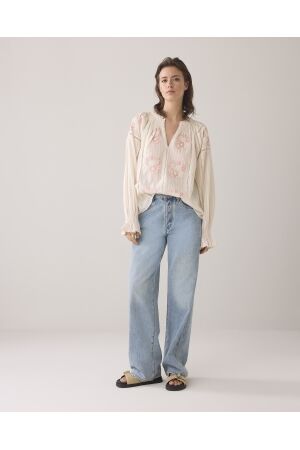 SUMMUM SUMMUM longsleeve top rose embroidery Sweater 122 ivory
