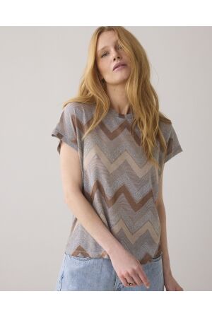 SUMMUM SUMMUM cap sleeve top fluid zig zag T-shirt Korte mouw 120 multicolour