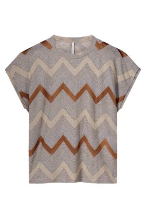 SUMMUM SUMMUM cap sleeve top fluid zig zag T-shirt Korte mouw 120 multicolour