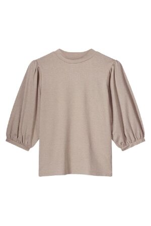 SUMMUM SUMMUM short sleeve top soft lurex jersey T-shirt Korte mouw 702 pebble beige