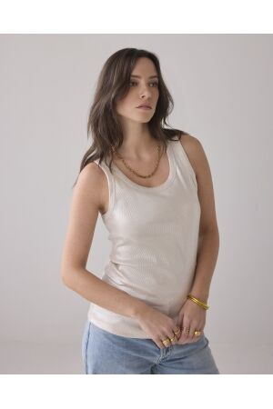 SUMMUM SUMMUM rib tanktop cotton rib (3s4873) Tops en Singlets 122 ivory