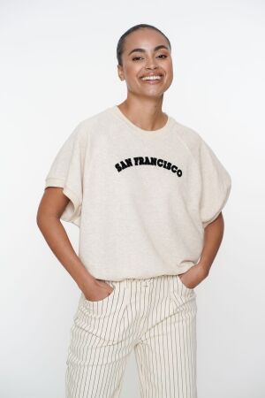 Geisha Geisha sweat short sleeves san francisco 52085-21 Sweater 720 sand/black