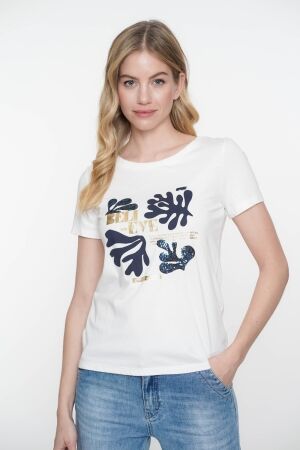 Geisha Geisha t-shirt believe 52114-41 T-shirt Korte mouw 10 off-white/navy