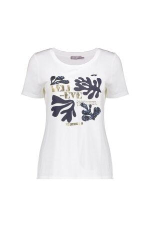 Geisha Geisha t-shirt believe 52114-41 T-shirt Korte mouw 10 off-white/navy